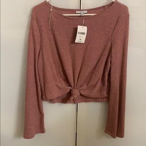 Forever 21 Mauve bell sleeves sweater tie waist